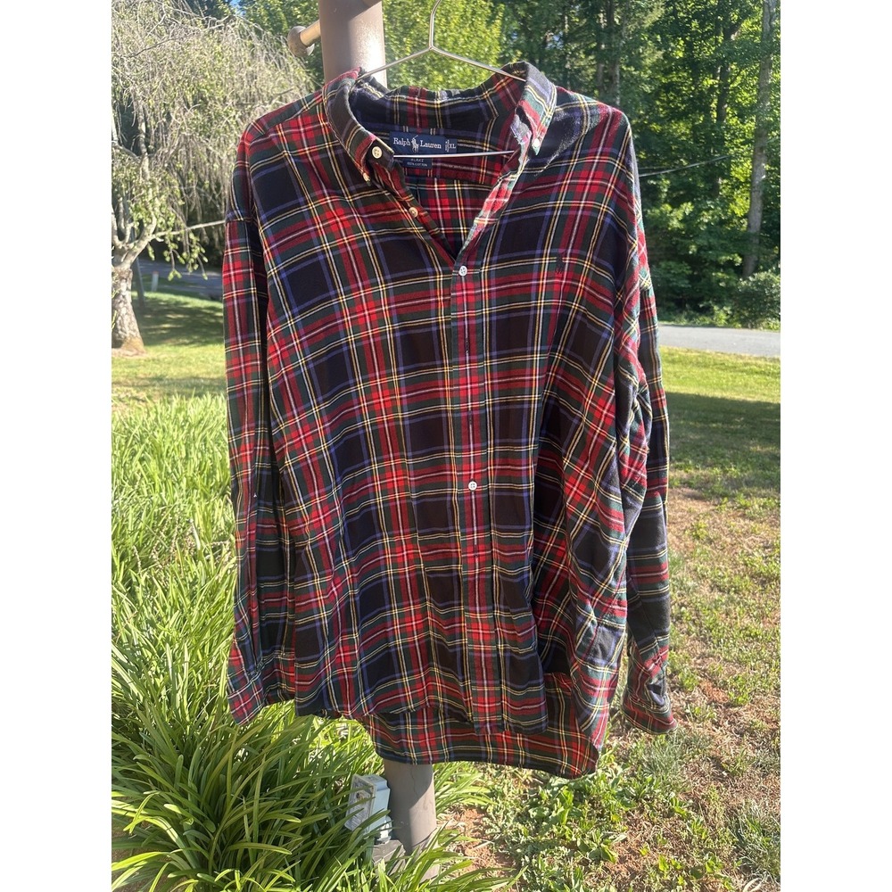 Ralph Lauren Shirt Mens XL Multicolor Plaid Flannel Button Down Blake Casual